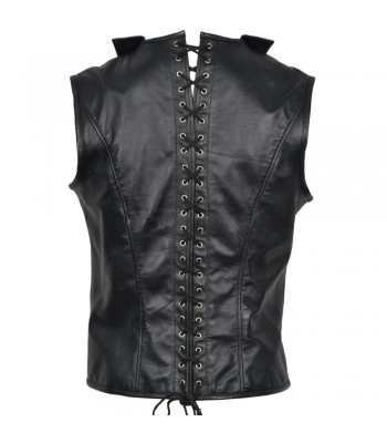 Men Leather Vest Steampunk Steel Boned Waistcoat Victorian Vest 